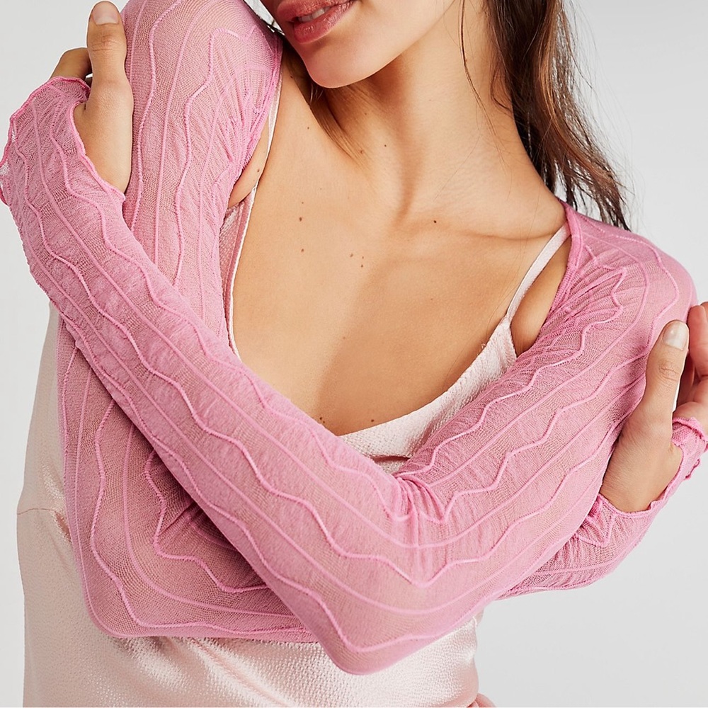Free People Pink Sheer Long bolero balletcore